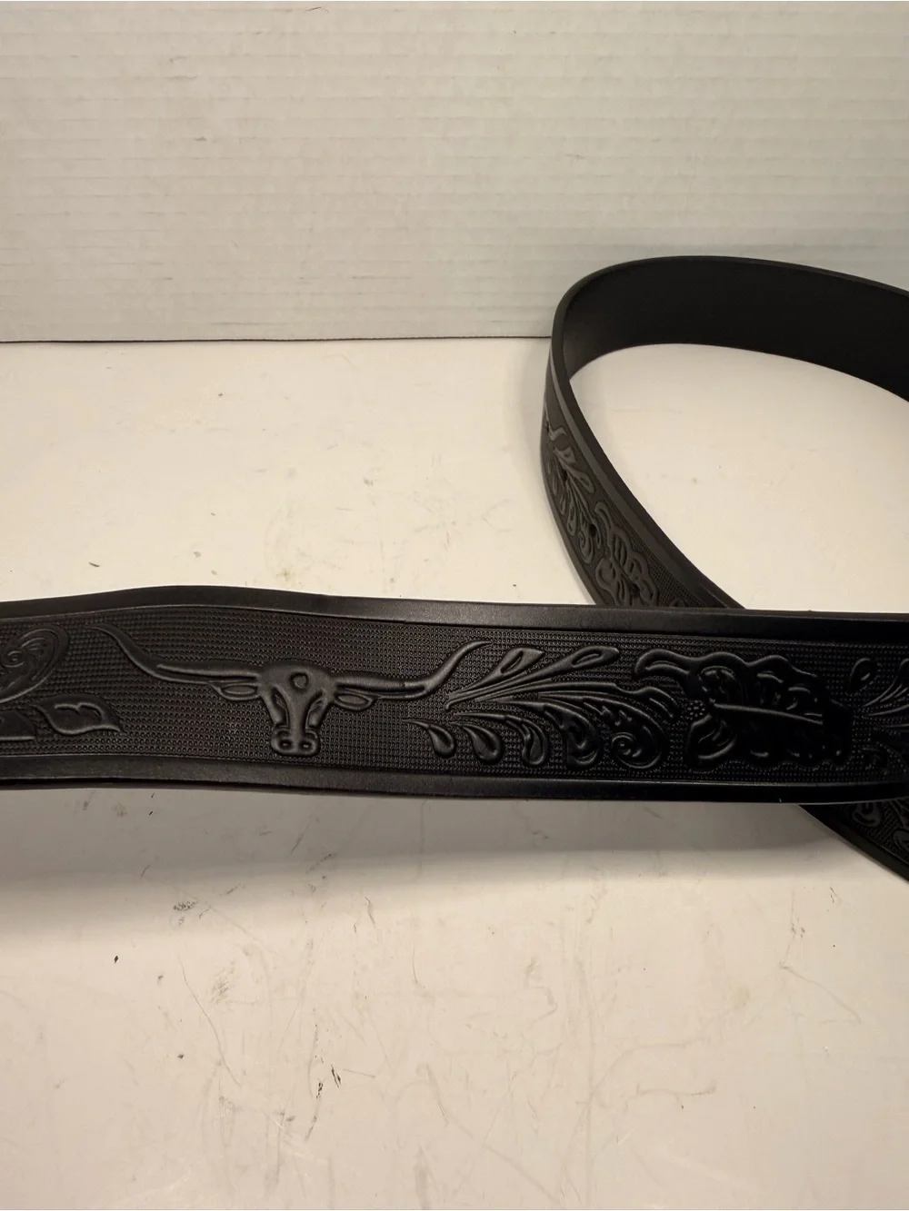 Western Cowboy Belt with Gold Tone Bull Head Buckle 39 Inch